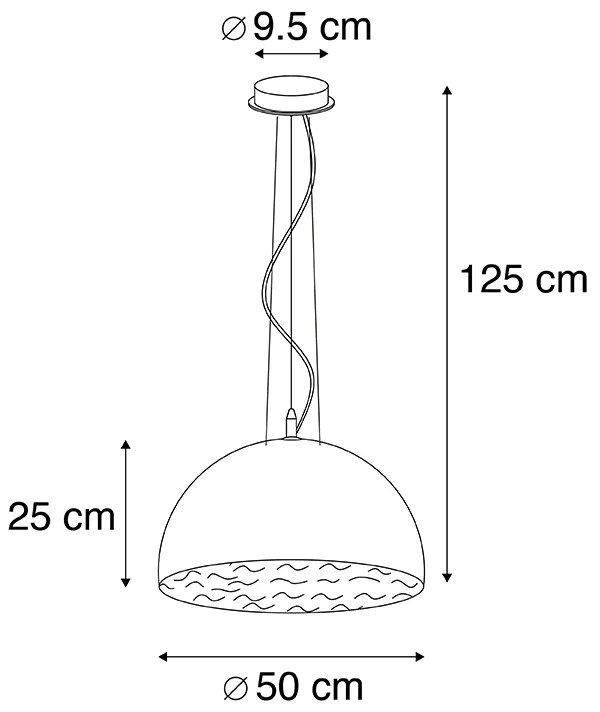 Moderne hanglamp wit met zilver 50cm - Magna