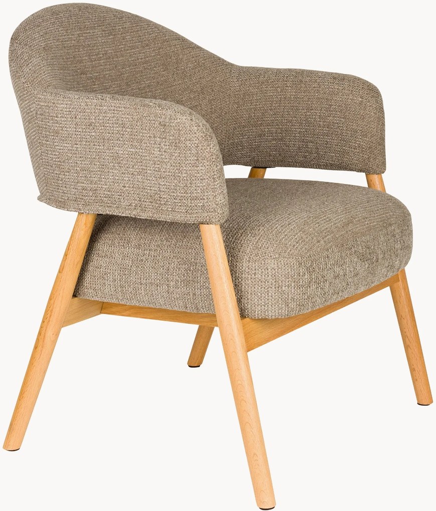 Gestoffeerde fauteuil Indy met eikenhouten poten