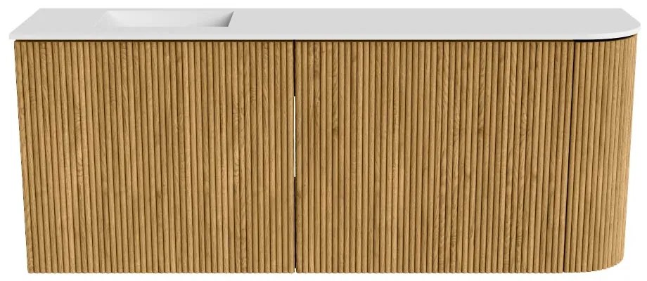 Mondiaz Joya 100cm toiletmeubel ronding rechts oak met wastafel faye links zonder kraangat talc