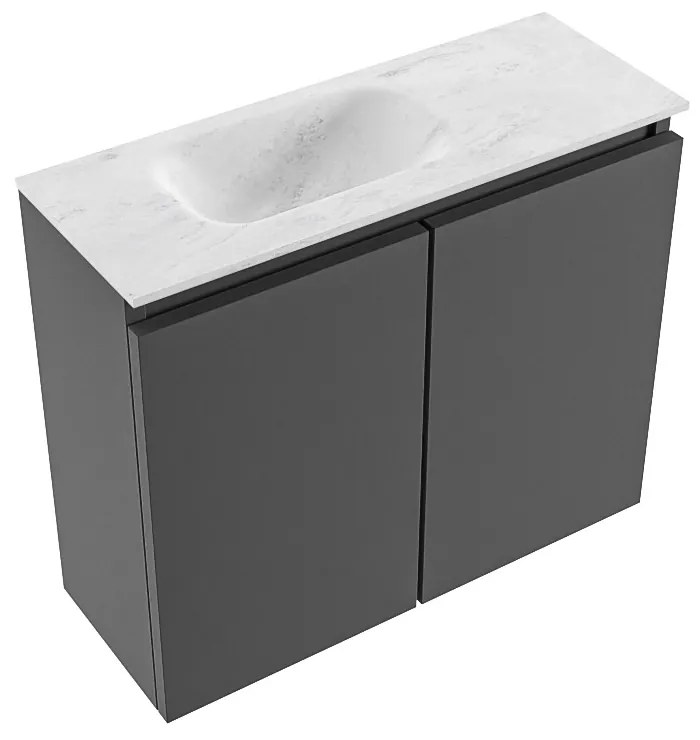 Mondiaz Ture DLux toiletmeubel 60cm dark grey met wastafel opalo links zonder kraangat