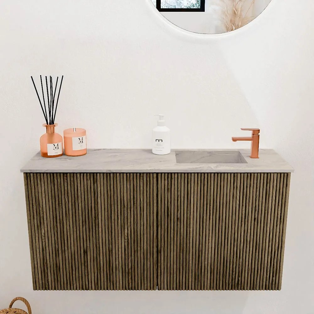 Mondiaz Joya DLux 80cm toiletmeubel dusk met wastafel faye rechts 1 kraangat glace
