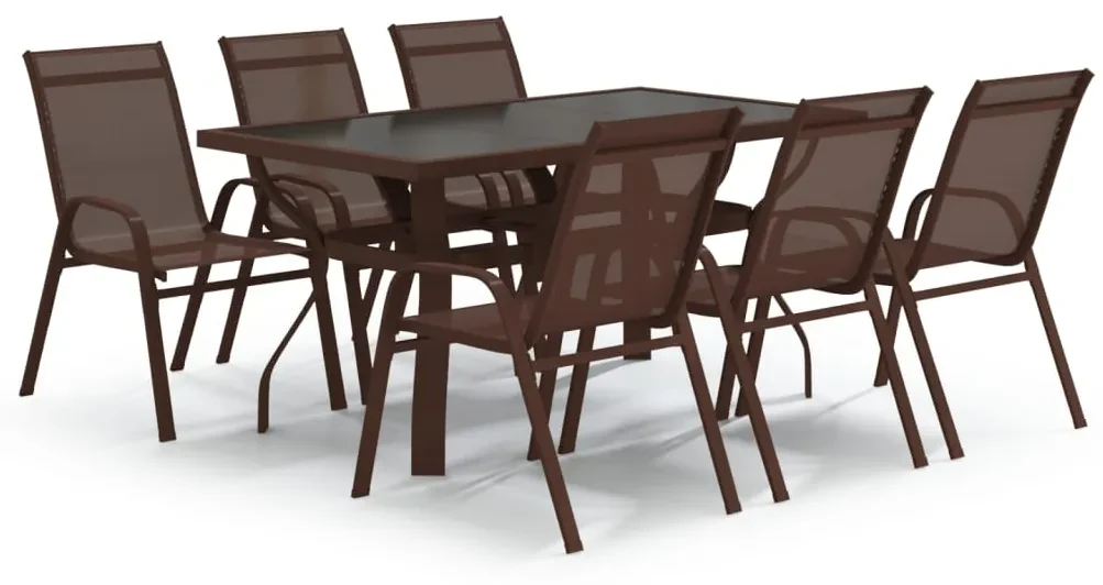 vidaXL 7-delige Tuinset bruin en zwart