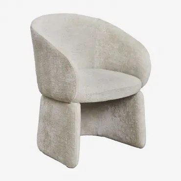 Set Van 2 Eetkamerstoelen Met Armleuningen, Bekleed Met Chenille Stof Vasilis Chenille Crèmebeige - Sklum