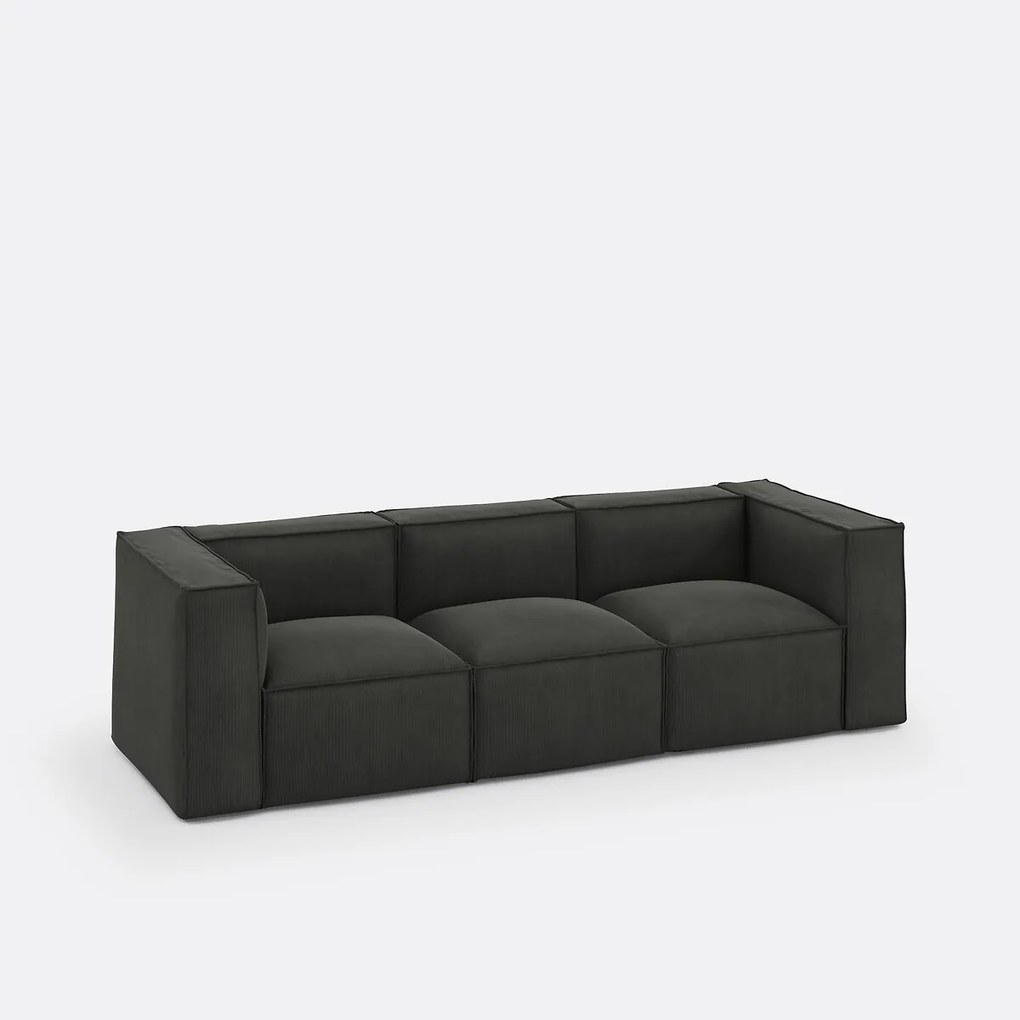 Modulaire bank, 3-zit, ribfluweel, Seven