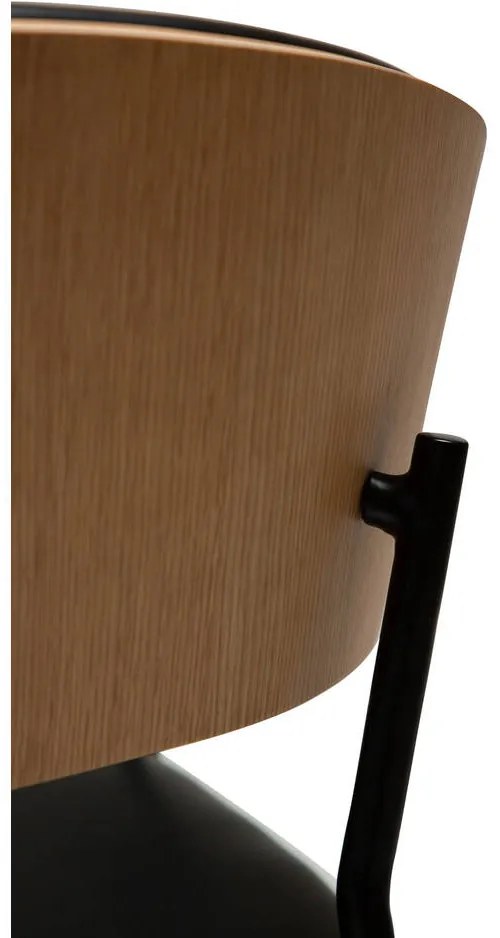 Goossens Eetkamerstoel Geneve zwart kunstleer met armleuning, modern design