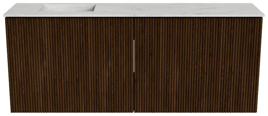 Mondiaz Joya DLux 100cm toiletmeubel walnut met wastafel faye links zonder kraangat opalo