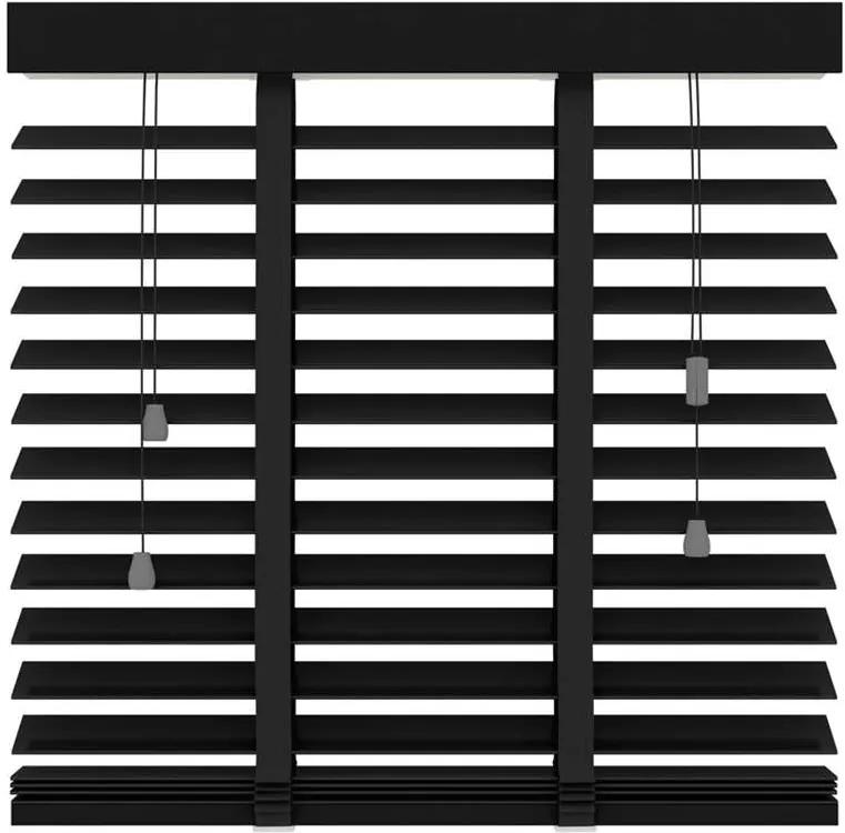 Horizontale jaloezie hout 50 mm - mat zwart - 120x180 cm - Leen Bakker
