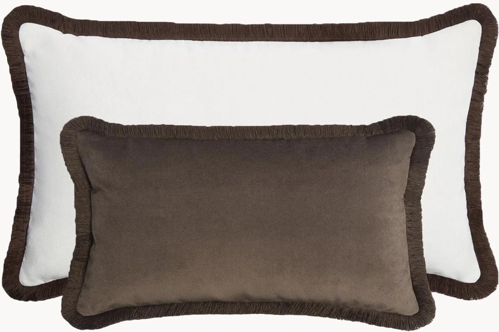 Handgemaakte fluwelen kussens Couple Bed met franjes, 2-delig