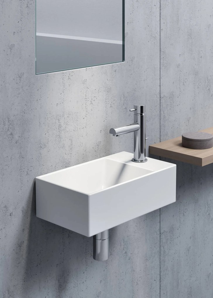 Ben Stelvio fontein keramiek 40x23x12cm 1 kraangat links Xtra glaze+ wit
