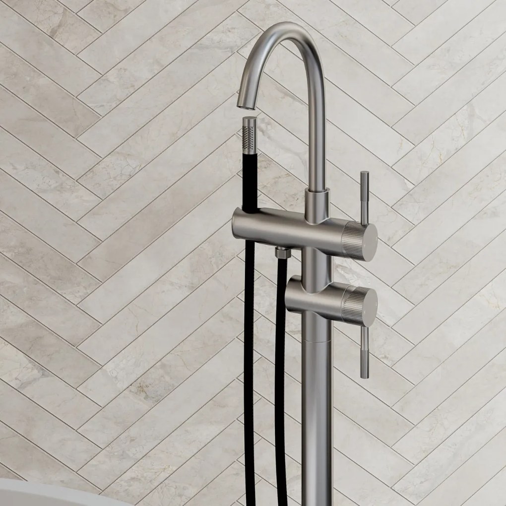 Saniclear Exclusive Stripes Pro vrijstaande badkraan RVS