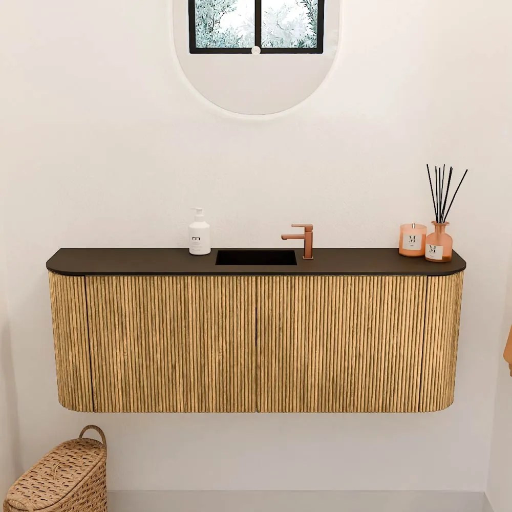 Mondiaz Joya 115cm toiletmeubel ronding links/rechts oak met wastafel faye midden 1 kraangat urban