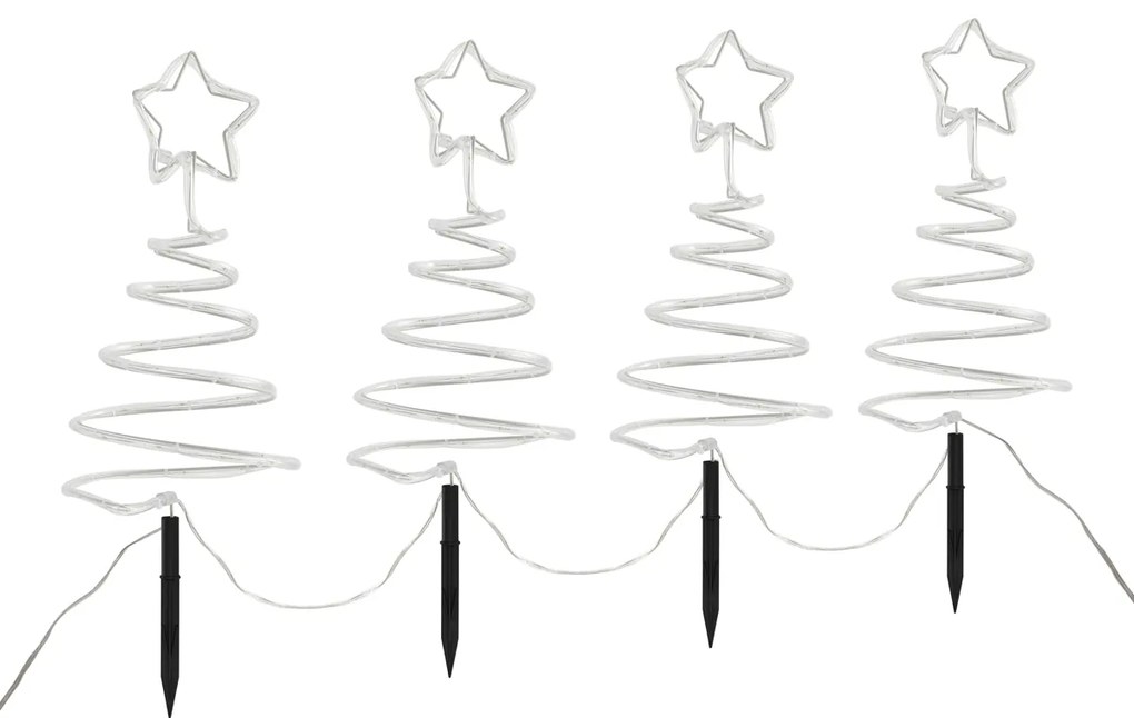Set van 4 kerst prikspots wit kerstboom incl. LED IP44 - Puno