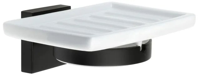 Smedbo House Zeepschaal - 12x8cm - wandmodel - mat zwart/porselein RB342P
