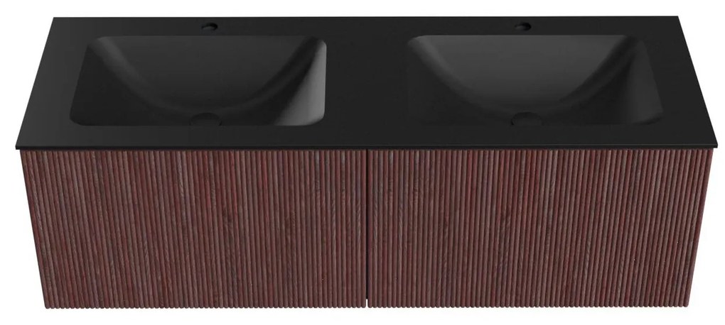 Mondiaz Kurve 130cm badmeubel ruby met 2 lades en wastafel cloud dubbel 2 kraangaten urban