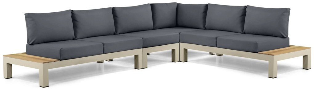 Loungeset 6 personen Aluminium/Teak Taupe Lifestyle Garden Furniture Vittoria