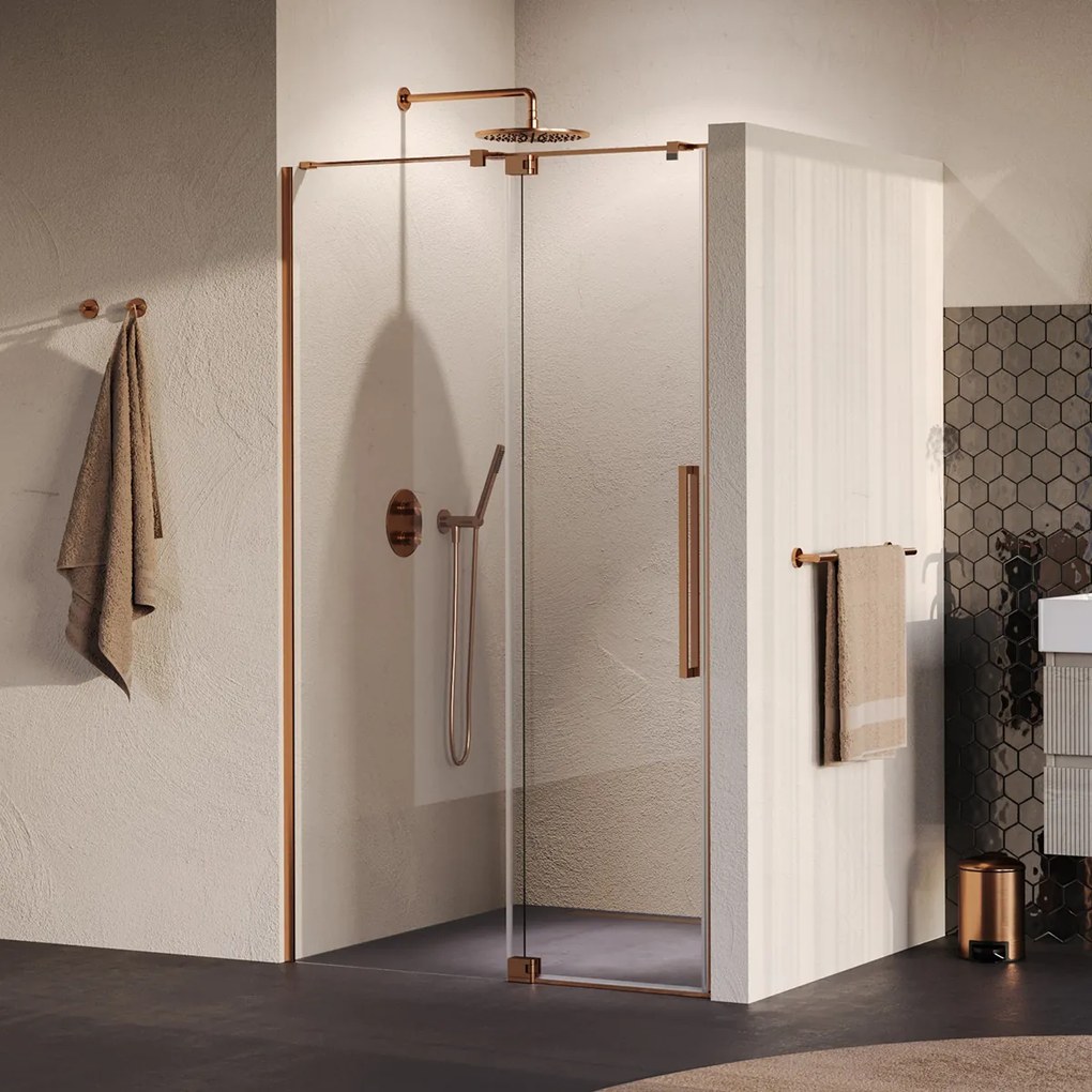 Brauer Stellar nisdeur met vaste wand 100cm koper geborsteld PVD