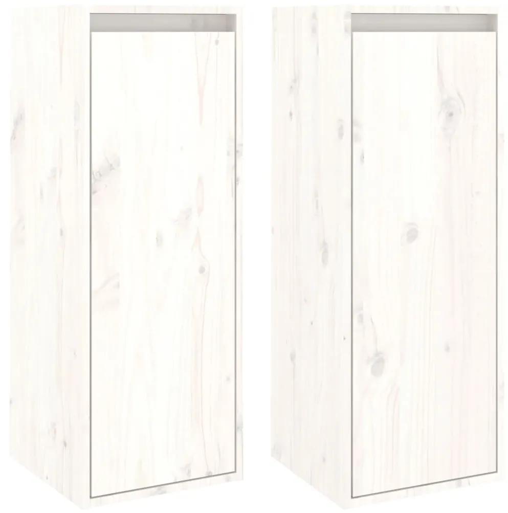 vidaXL Wandkasten 2 st 30x30x80 cm massief grenenhout wit