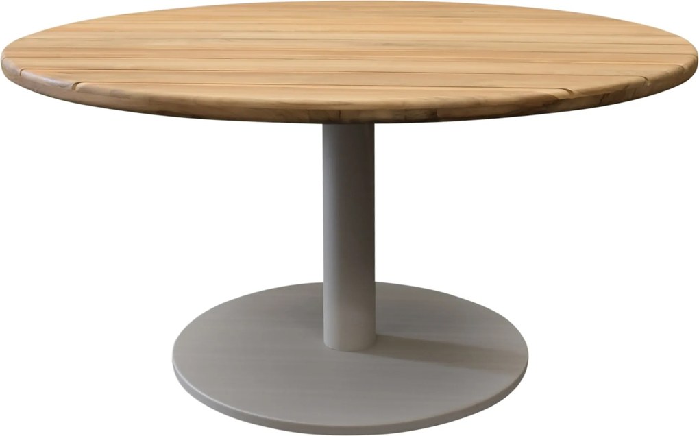 Torino low dining tuintafel teakblad 140 cm rond H71 cm latte