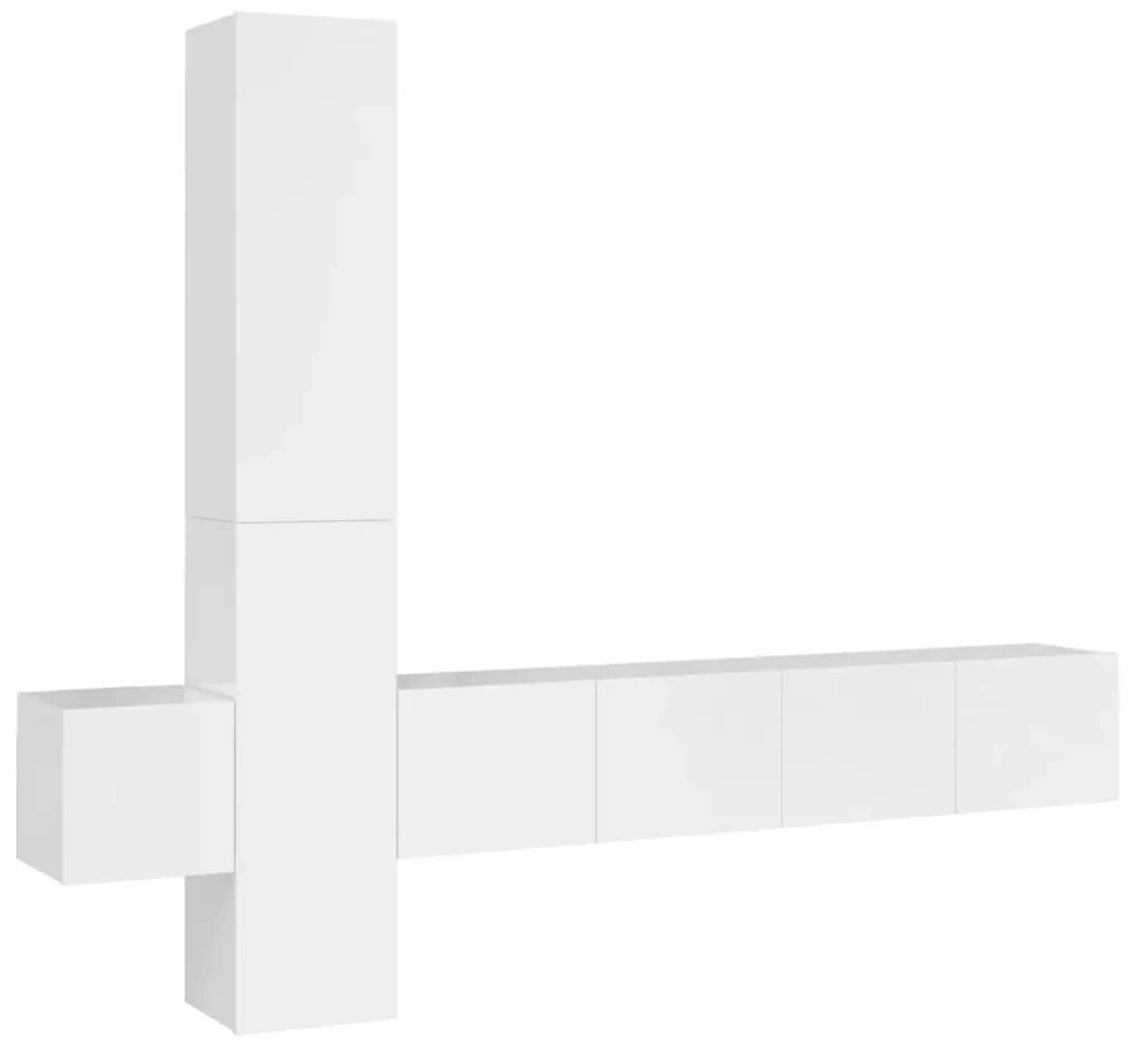 vidaXL 5-delige Tv-meubelset bewerkt hout hoogglans wit