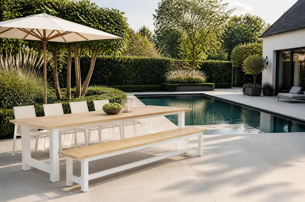 Picknick Set 8 personen 300 cm Aluminium/textileen Wit Lifestyle Garden Furniture Fiora/Los