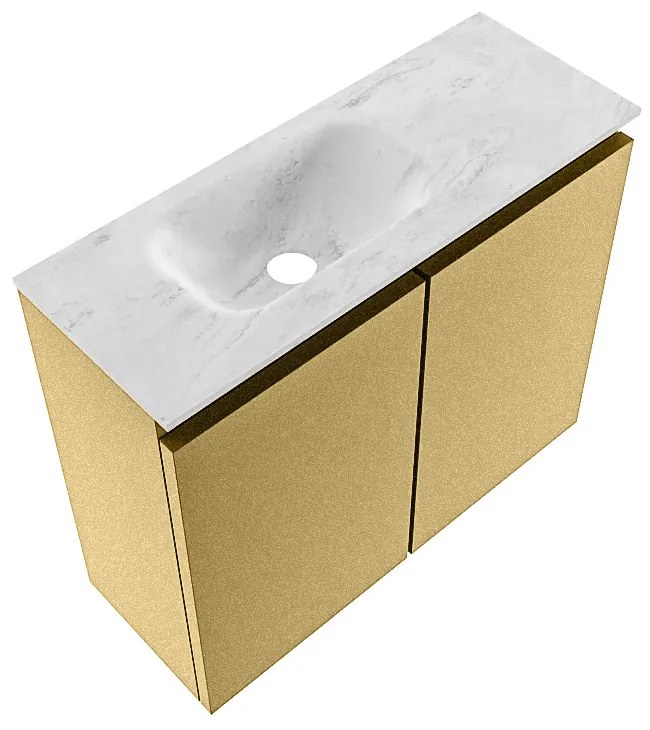 Mondiaz Ture DLux toiletmeubel 60cm oro met wastafel opalo links met kraangat