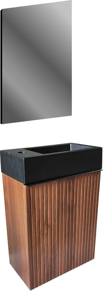 SaniGoods Mika fontein onderkast met ribbelfront 40x22.3x50cm walnoot