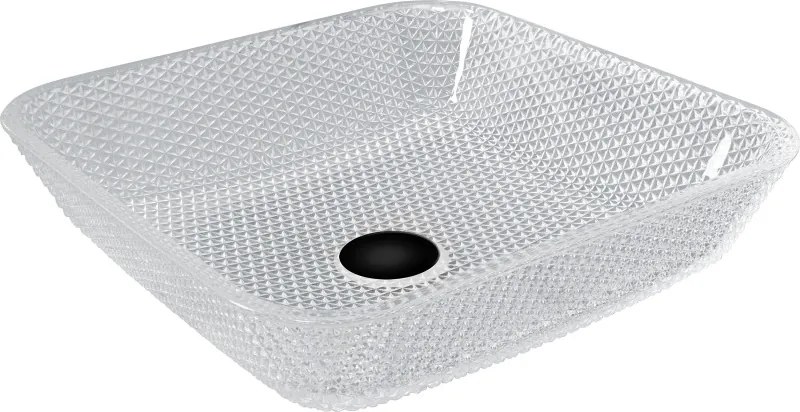 Mexen Mika glazen opbouw waskom 40 x 40 cm, transparant - 24104000
