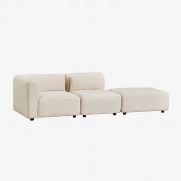 Modulaire Hoekbank Van 2 Delen Met Poef Fogler Linnen Fluweel Linnenbeige - Sklum