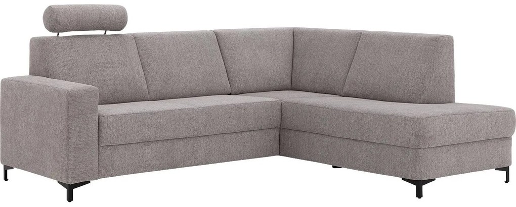 Goossens Basic Hoekbank Helsinki Incl. Hoofdsteun bruin, stof, 2-zits, modern design met ligelement rechts