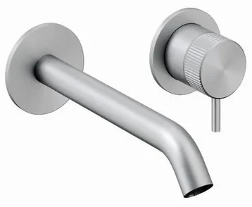Crosswater 3ONE6 Wastafelkraan inbouw - gebogen uitloop 18cm - 1 knop - RVS TS120WNS