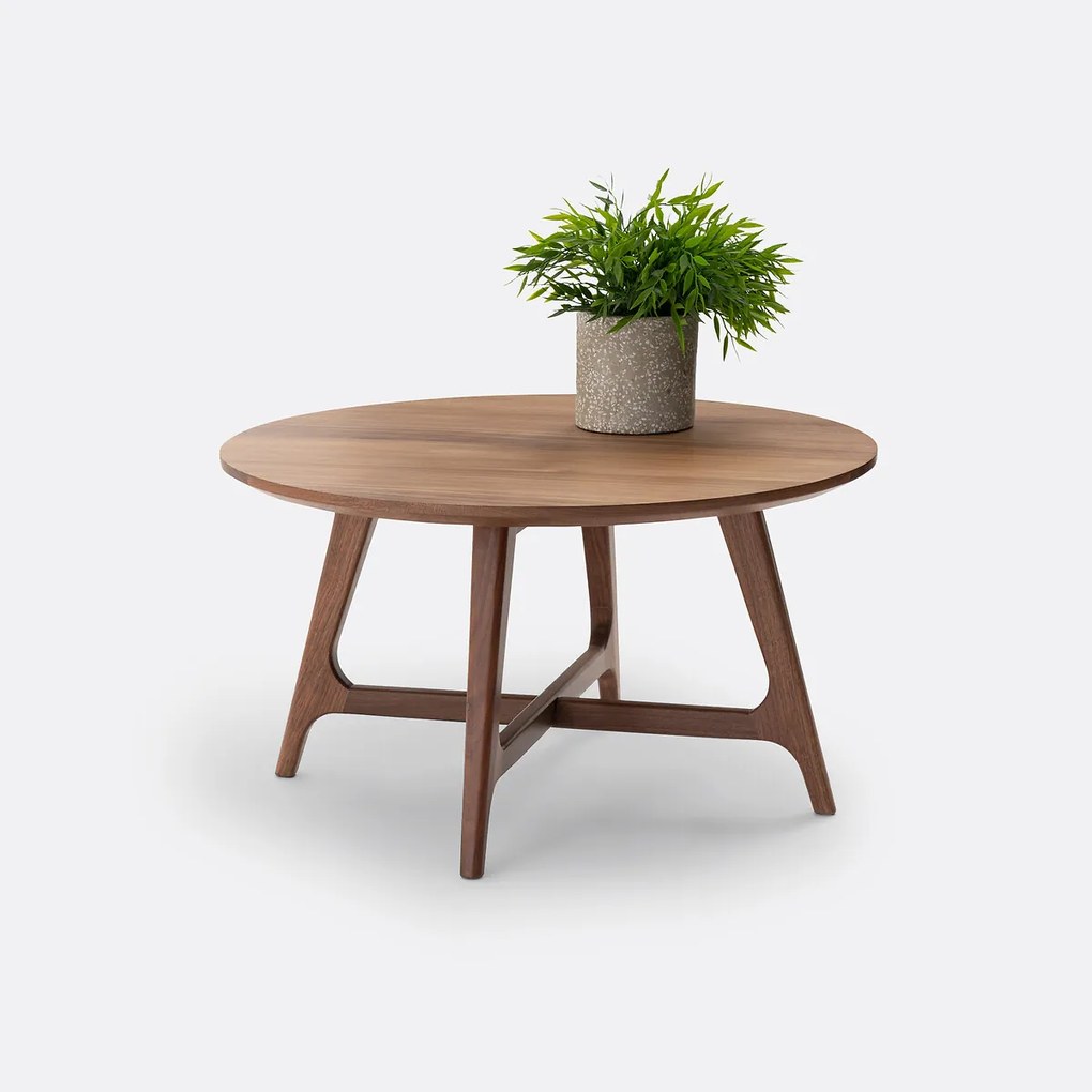 Kleine, ronde salontafel in notenhout, Larsen