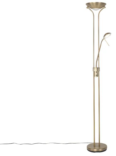 Moderne vloerlamp brons met leeslamp incl. LED dim to warm - Diva Klassiek / Antiek Binnenverlichting Lamp
