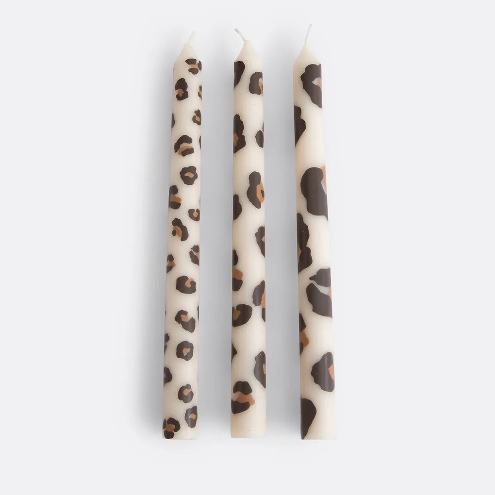 Set van 3 kaarsen met luipaardprint, Azhar