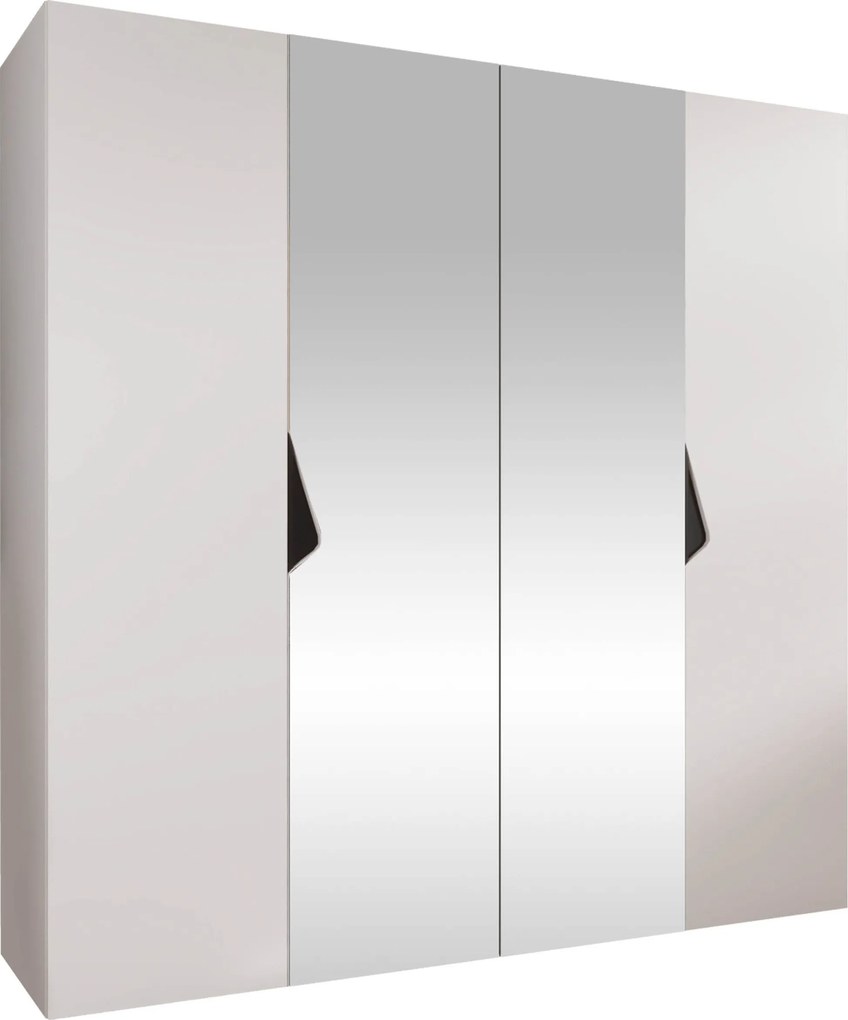 Kledingkast Hartford 625, Wit, Zwart, 202x200x52cm, 135.3 kg, Kledingkast deuren: Met scharnieren