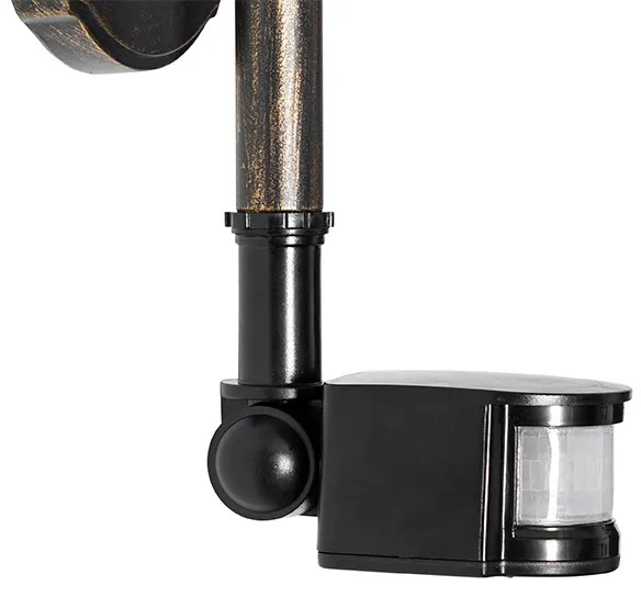 Buiten wandlamp antiek goud IP44 incl. bewegingsmelder - Daphne
