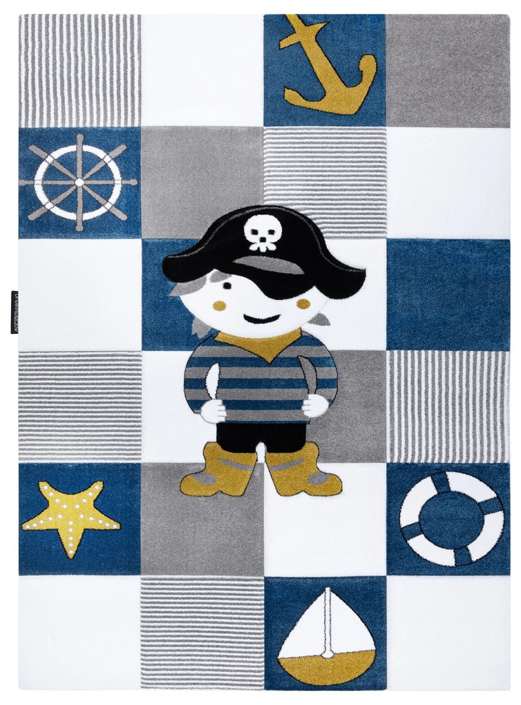 Tapijt PETIT CORSAIR PIRAAT SCHIP BOOT ANKER blauw