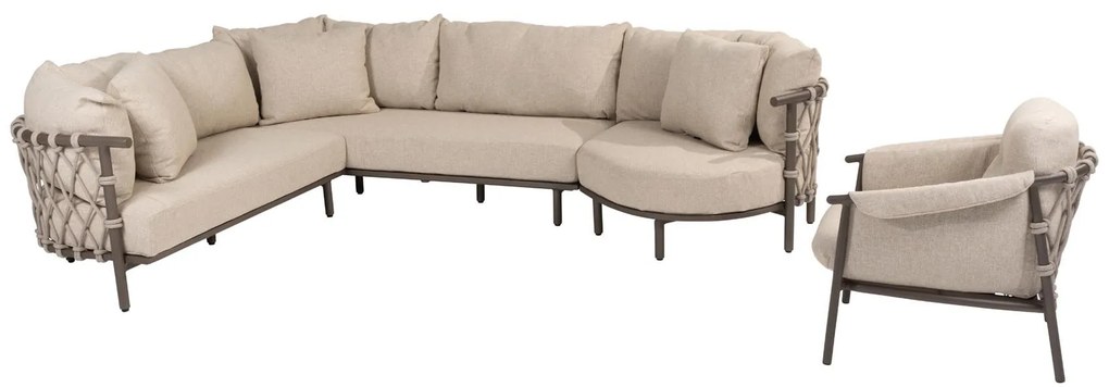 4 Seasons Outdoor Ezra hoek loungebank terre met love island SALE LoungebankLoungeset bruin weerbestendig