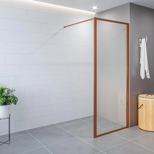 Aqua Vista inloopdouche - 100x200cm - 8mm - helder nano coating glas - frame - geborsteld koper R-BC-2120-100-FFG