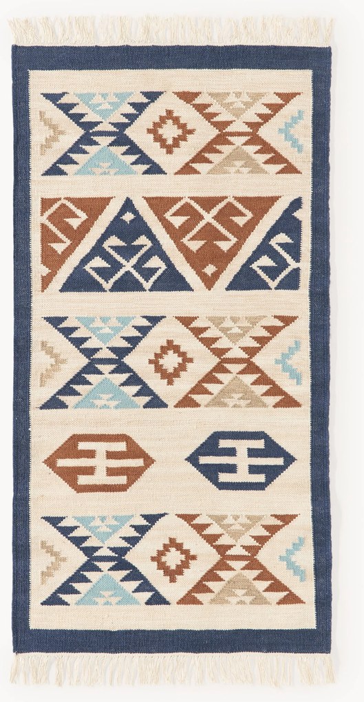 Handgeweven Kelim vloerkleed Anisa van wol