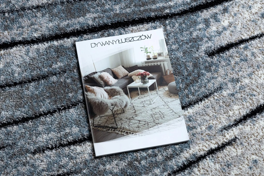 Tapijt modern COZY 8874 Timber, Boom , boomstam  ,  - Structureel,  twee poolhoogte , grijskleuring / blauw