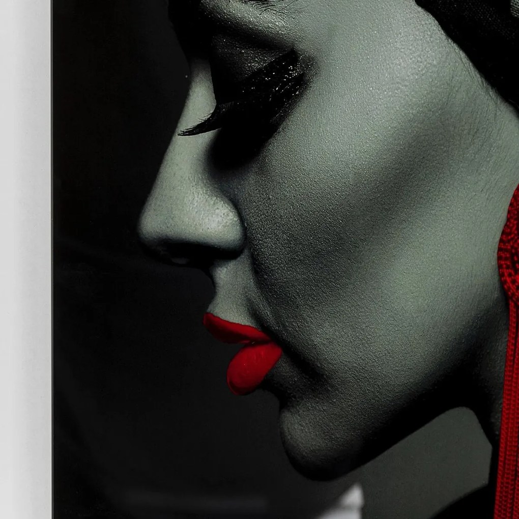 Kare Design Lady Red Earring Glas Schilderij Portret 80x120