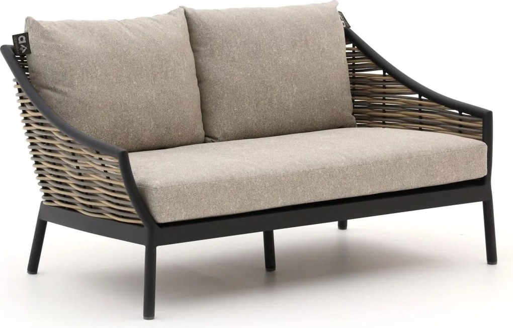 Loungebank Tuin Apple Bee  | Wicker (vlechtwerk) | 2 personen | Tuinbank Grijs/Beige/Zwart | 145cm | Incl. kussens | Kees Smit Tuinmeubelen