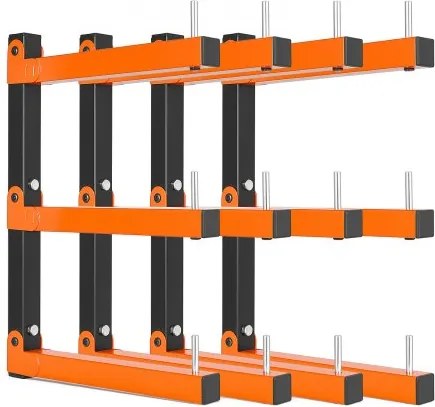 VEVOR 4x Cantileverrek met 3 lagen, opvouwbaar houten opbergrek, 50 kg per laag, metalen wandrek voor werkplaats, magazijn, garage, kelder, gemaakt van koolstofstaal, met opklapbare armen en vergrendelingsbouten.