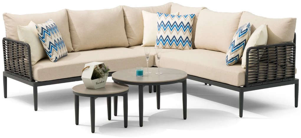Hoek loungeset 5 personen Aluminium/wicker Grijs  Coco Ibiza