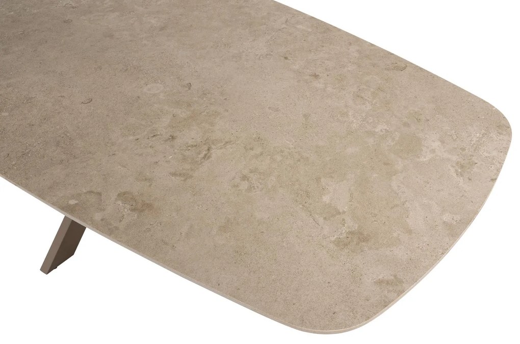 4 Seasons Outdoor Sardinia low dining set latte met Nevada tafel met keramisch blad 250 x 105 cm Tuinset beige weerbestendig