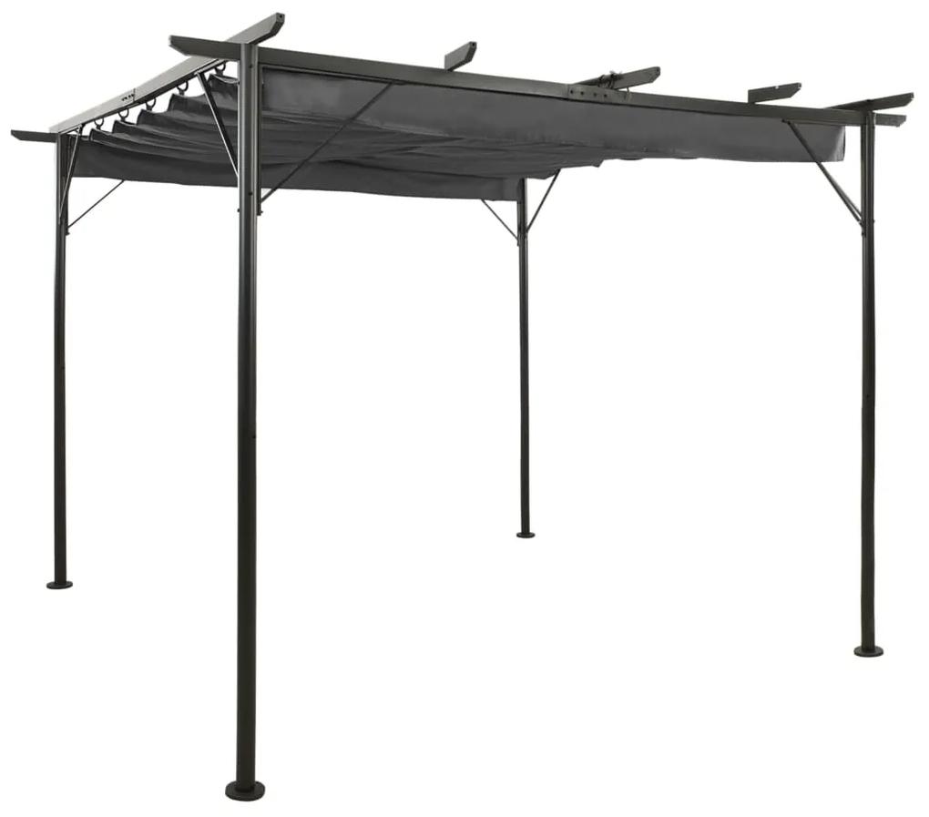 vidaXL Pergola met uittrekbaar dak 180 g/m² 3x3 m staal antracietkleur