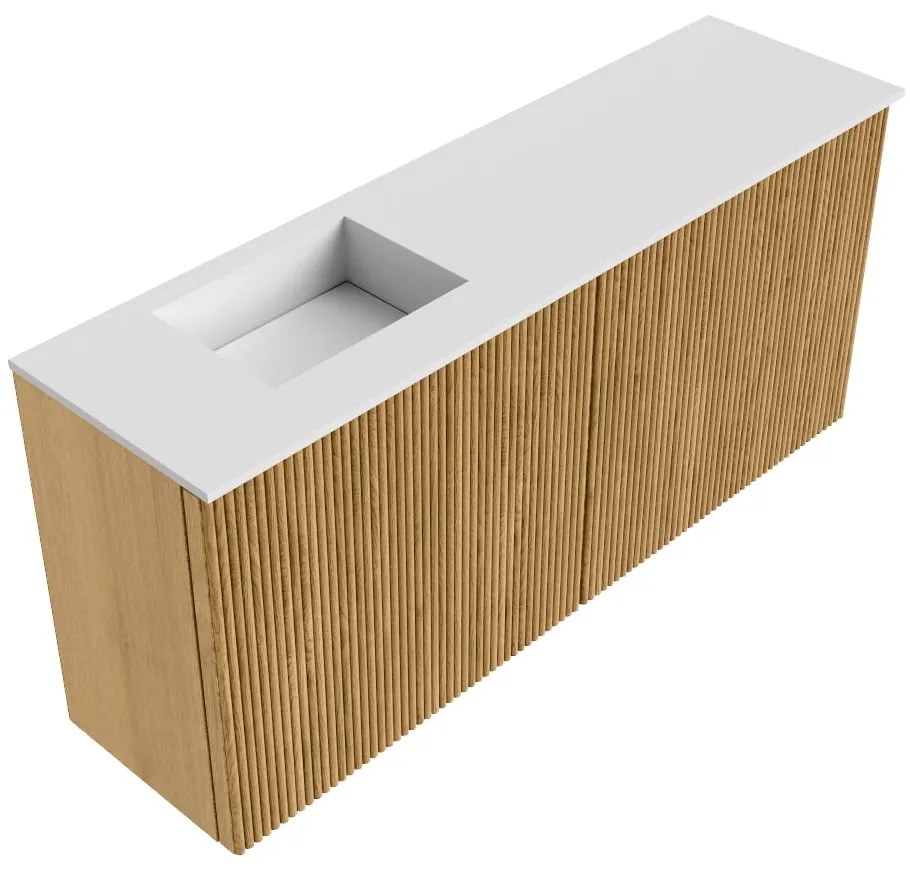 Mondiaz Joya 90cm toiletmeubel oak met wastafel faye links zonder kraangat talc