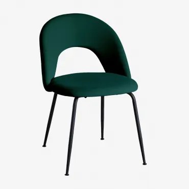 Set Van 4 Gestoffeerde Eetkamerstoelen Glorys Zwart & Fluwelen Jungle Groen & Fluwelen - Sklum
