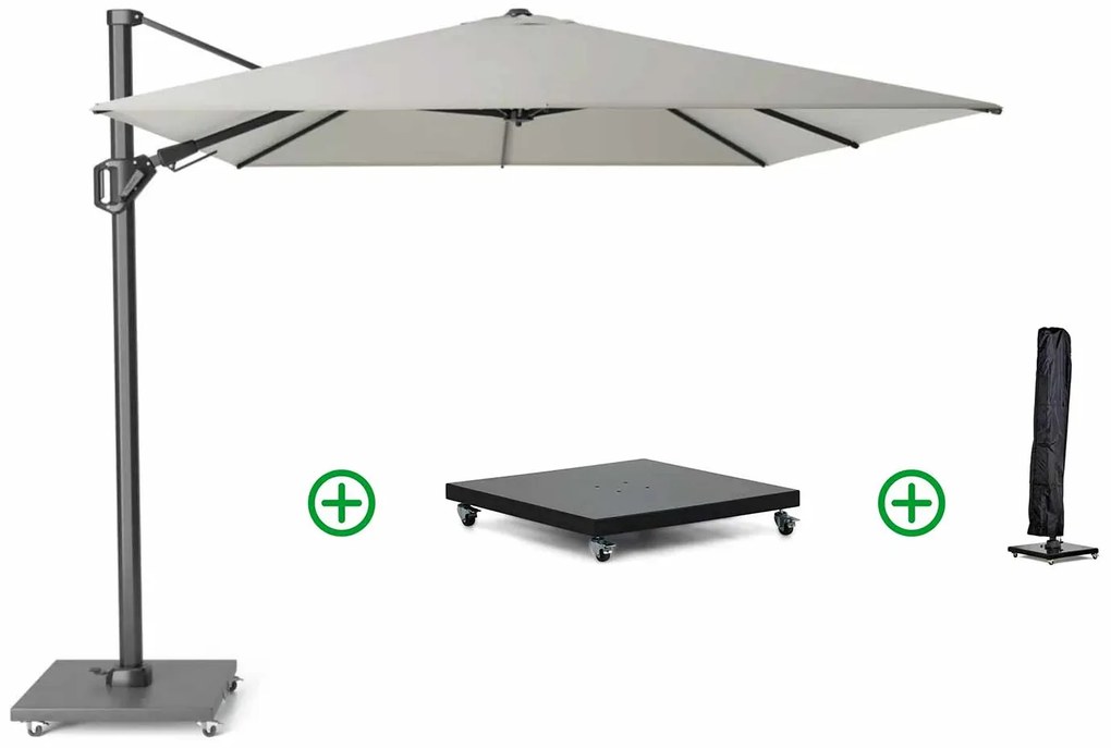 Zweefparasol  3.5x2.6m T2 premium (incl. voet en hoes) Grijs-antraciet Platinum Challenger