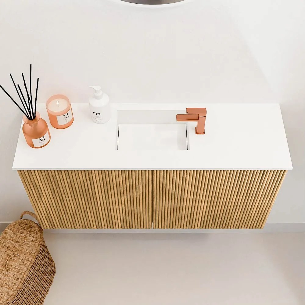 Mondiaz Joya 80cm toiletmeubel oak met wastafel faye midden 1 kraangat talc
